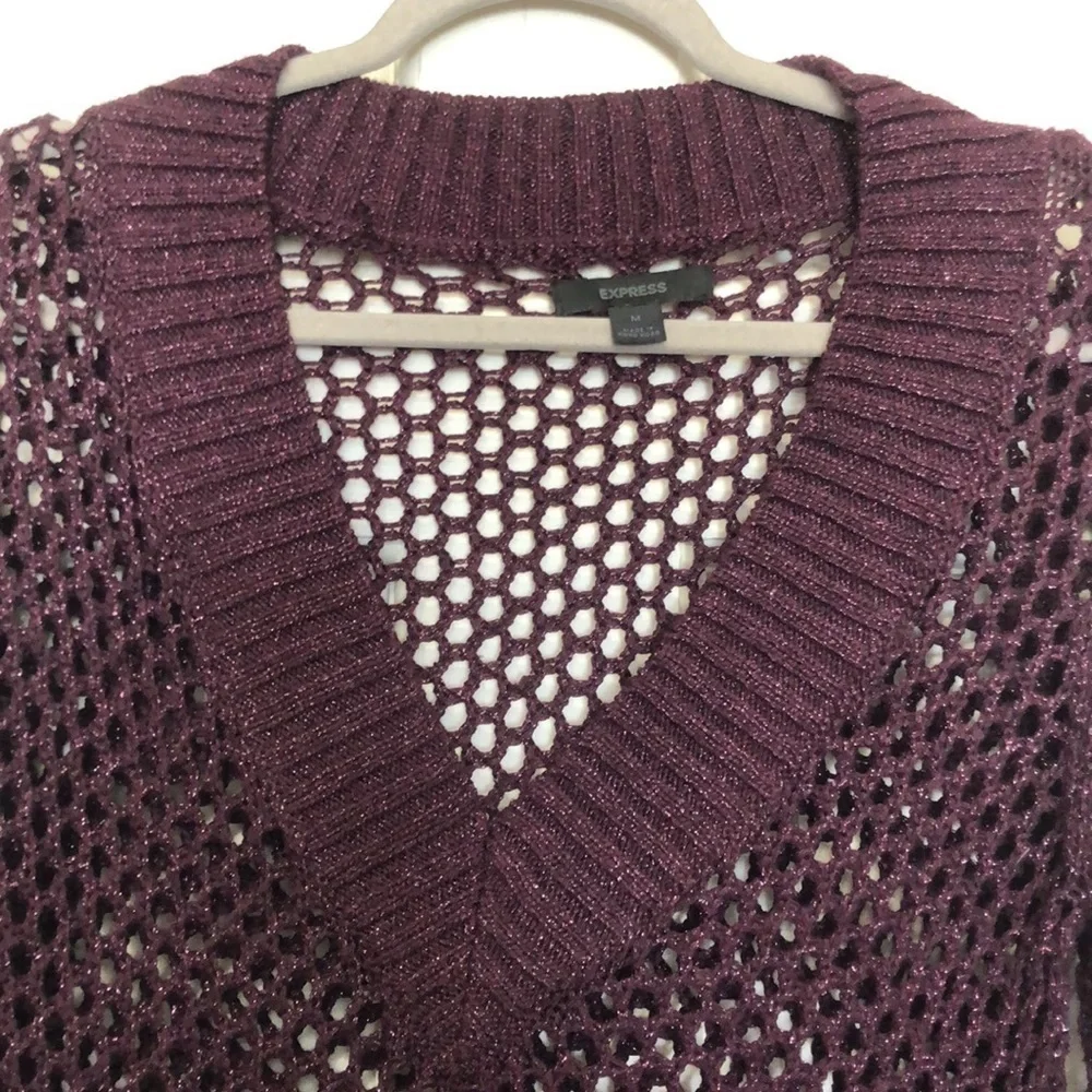 Express Women’s V-Neck Pullover Mesh Knit Sweater Size Medium